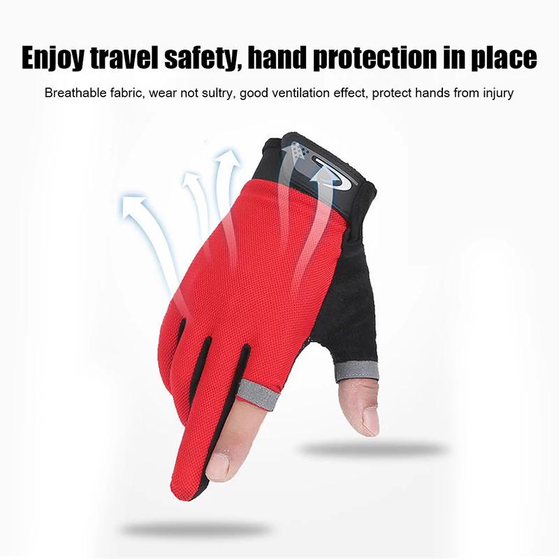 Gants de pêche d'été pour hommes et femmes, Anti-UV, cyclisme, coupe à deux doigts, écran tactile, a