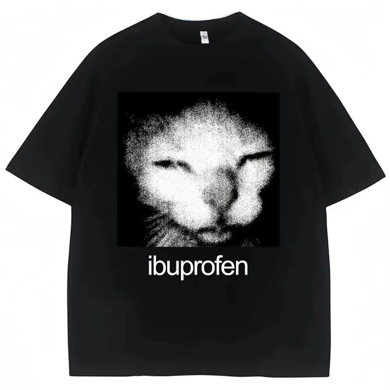 2025 Vintage drôle Ibuprofen chat Meme graphique t-shirt hommes femmes Humor mode T-shirts surdimens