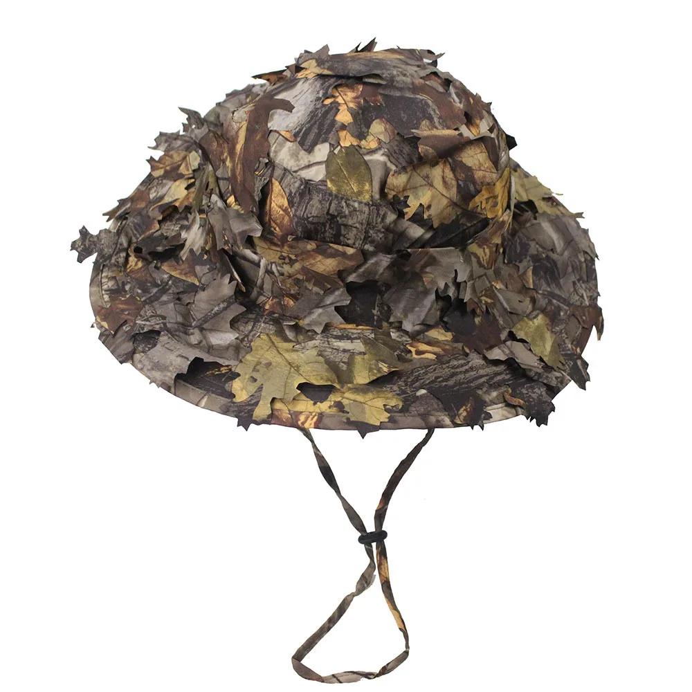 Chapeaux Boonie de Camouflage pour hommes, casquette tactique de Camouflage feuilles 3D, casquettes
