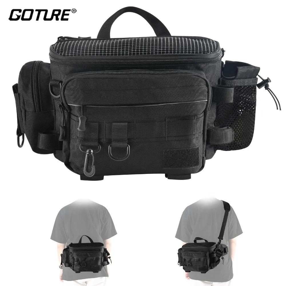 Goture sacs de matériel de pêche sac à bandoulière simple sac de taille multifonctionnel leurres de
