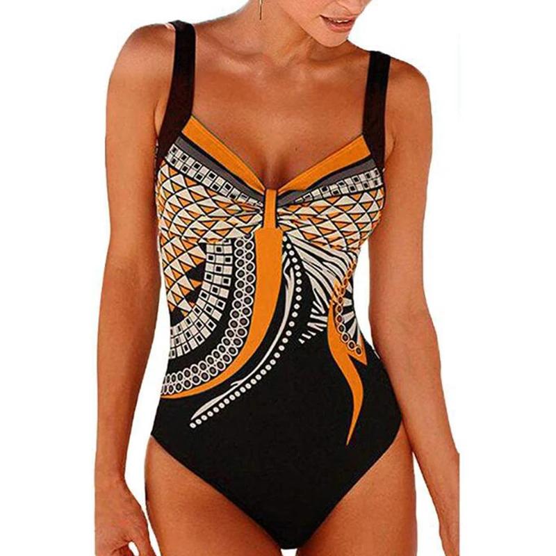 Maillot de bain une pièce Vintage pour femmes, contrôle du ventre, Monokini, Sexy, imprimé, vêtement