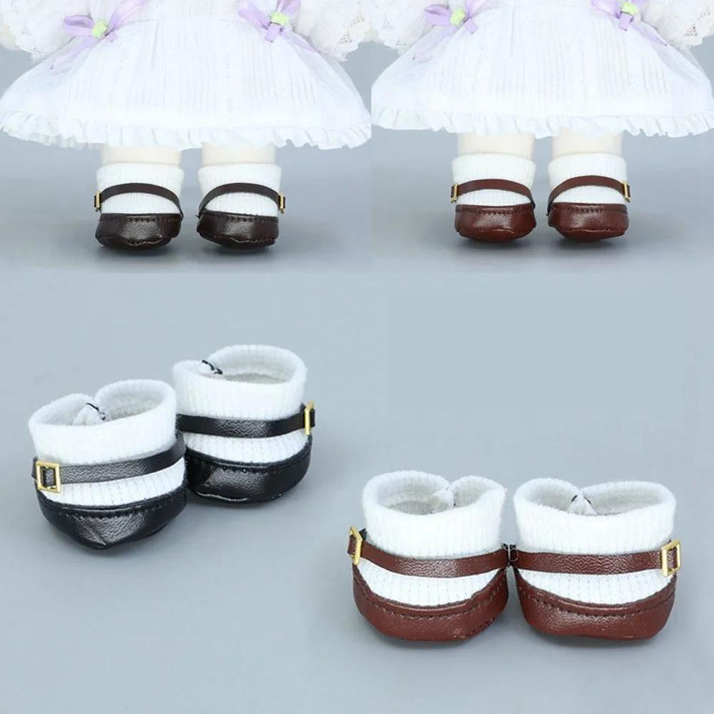 Chaussures de poupée Kpop de 20cm, bottes de princesse, chaussettes en cuir PU à la mode pour 1/12,