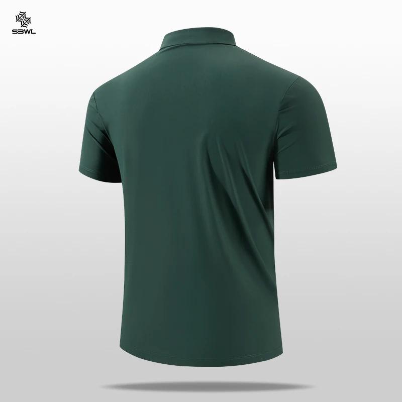 SBWL-Polo à fermeture éclair pour hommes, T-shirt à séchage rapide, Col rabattu, Manches courtes, St
