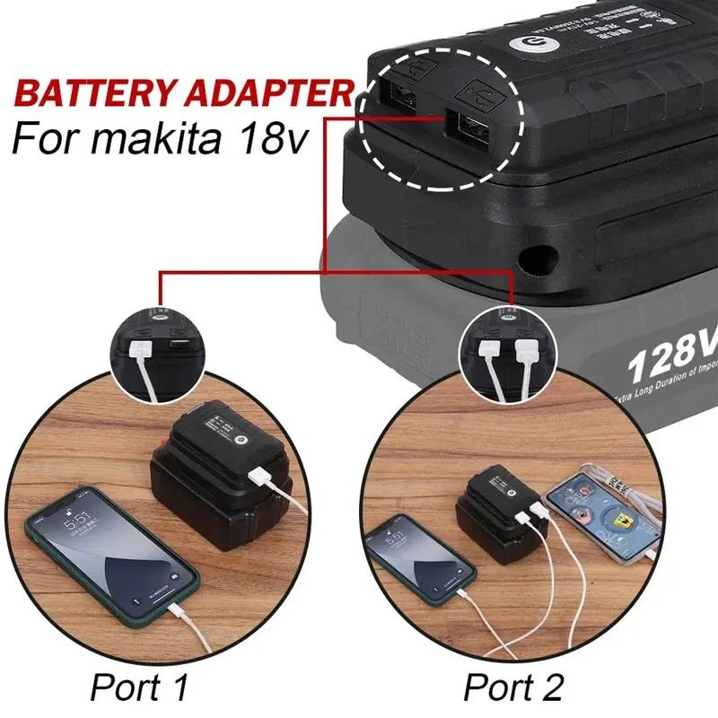 Adaptateur lampe de travail LED pour batterie Li-on Makita 14.4V/18V BL1830 BL1430 BL1850 convertiss