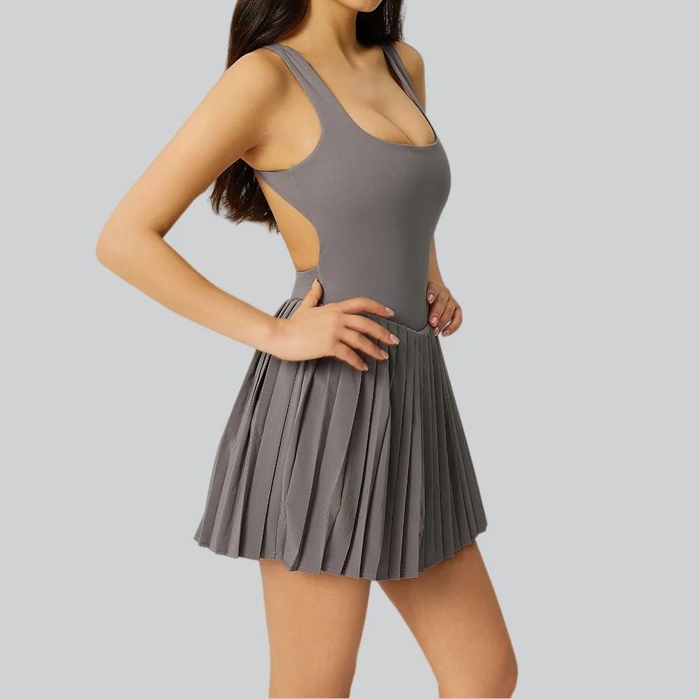 Combinaison de yoga pour femme, ensemble short, body, survêtement, tenue de sport, combishort, jupe
