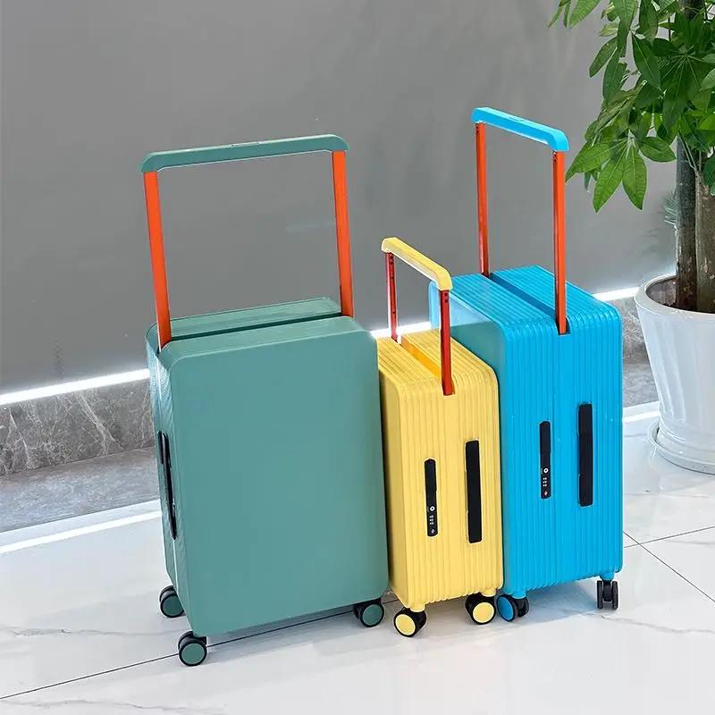 Valise à traction large, valise à tirer pour femme, valise de voyage pour homme, vérifiée en boîte,