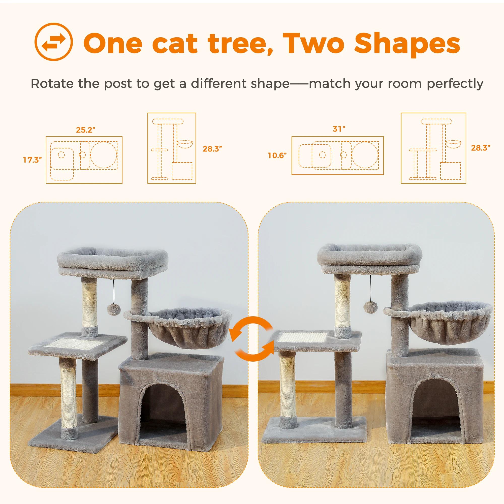 Arbre à chat Tour à chat pour chats d'intérieur Arbre d'activité pour chat 2 styles avec postes à gr