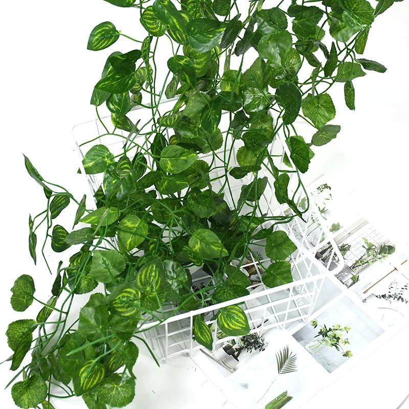 Guirlande de feuilles de lierre vert artificielles de 2.1M, vigne murale suspendue en soie, décorati
