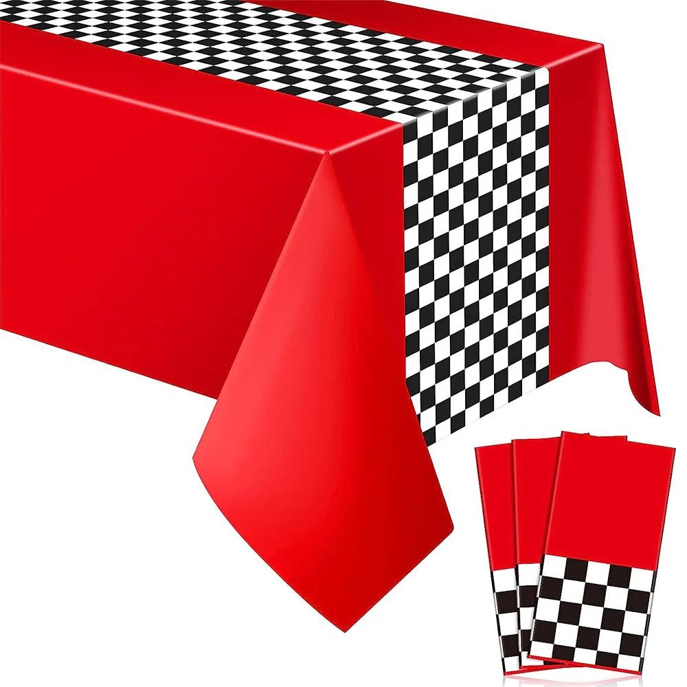 Nappe de fête de voiture de course à carreaux, drapeau à carreaux noir et blanc, nappe de piste, fou