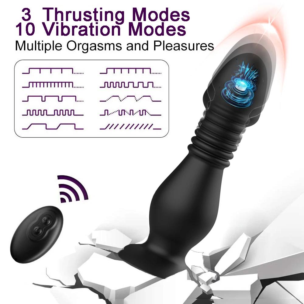 Vibromasseur avec ventouse, masseur anal de poussée, télécommande sans fil pour un plaisir étendu et