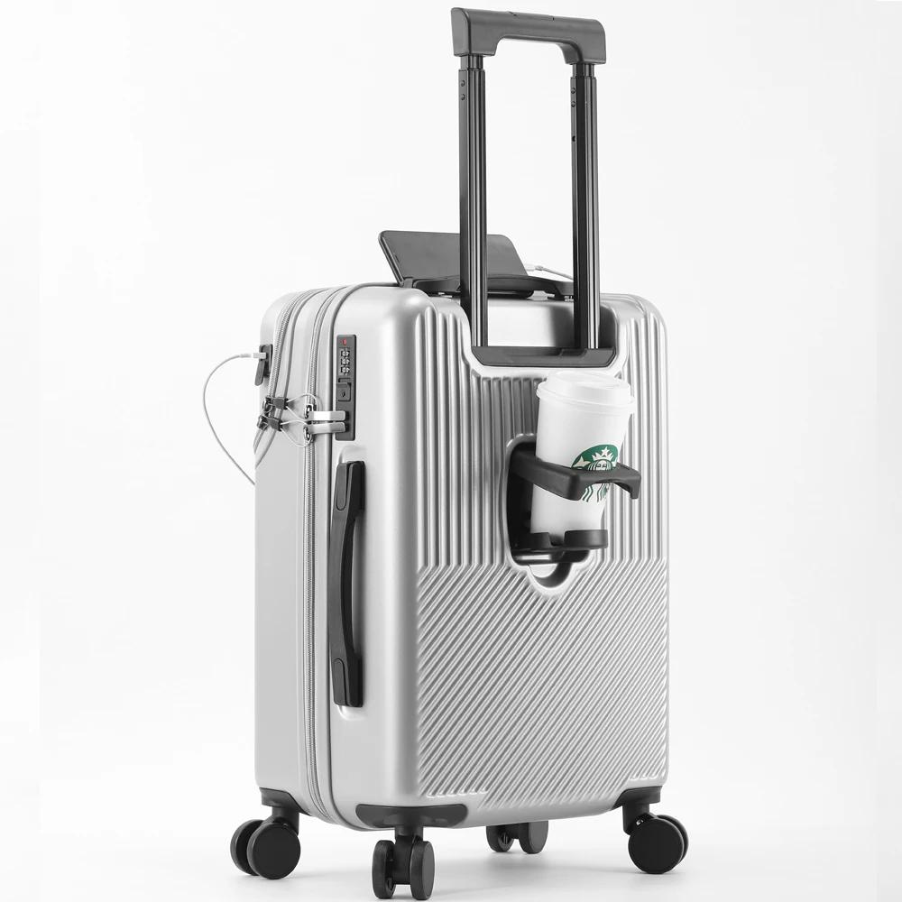 Valise bagages valise d'affaires élégante avec porte-gobelet compacte 20 pouces légère bagage à main