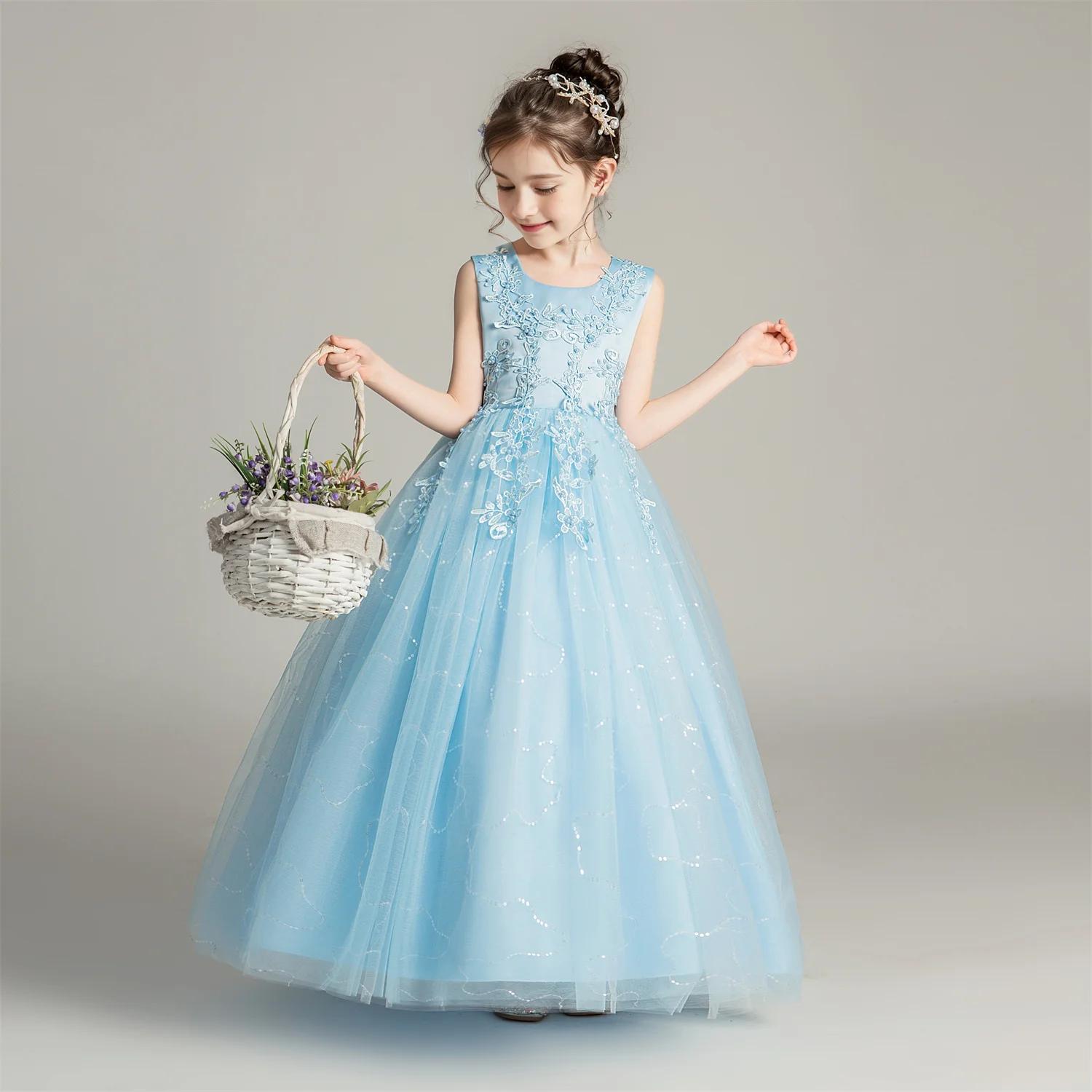 BX683 enfants robes pour filles robe en dentelle robe princesse vêtements enfants formelle soirée fl