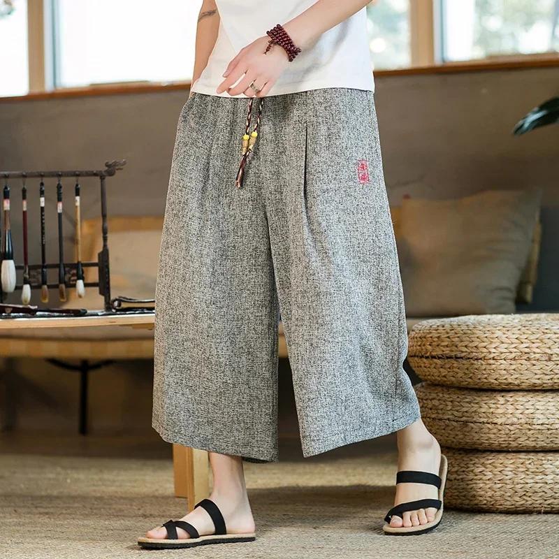 Pantalon Kimono de Style japonais pour hommes, pantalon de bain, samouraï japonais Harajuku, short a