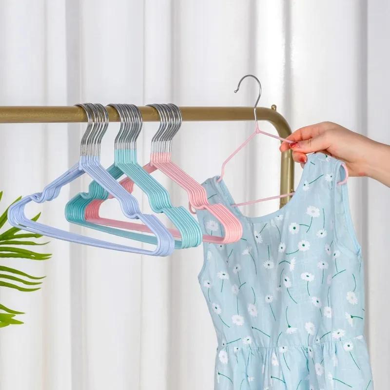 Cintres en métal avec revêtement en caoutchouc non ald pour bébé, vêtements pour enfants, organisati