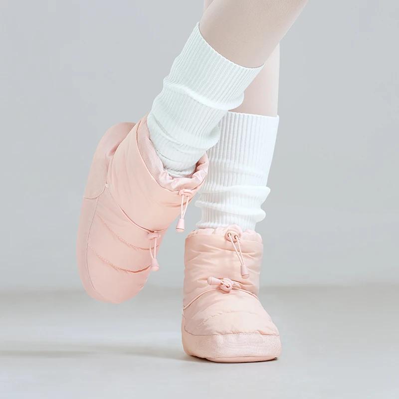 Bottes de ballet en velours pour femmes et filles - Chaussures de danse thermiques anti-dérapantes hiver