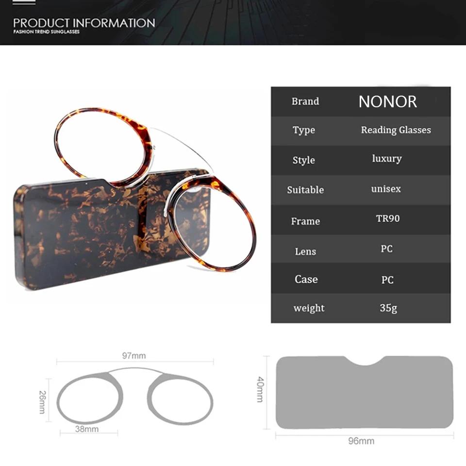 NONOR TR Clip nez pont Mini lunettes de lecture 1.0 à 3.5 lunettes presbytes portables avec étui