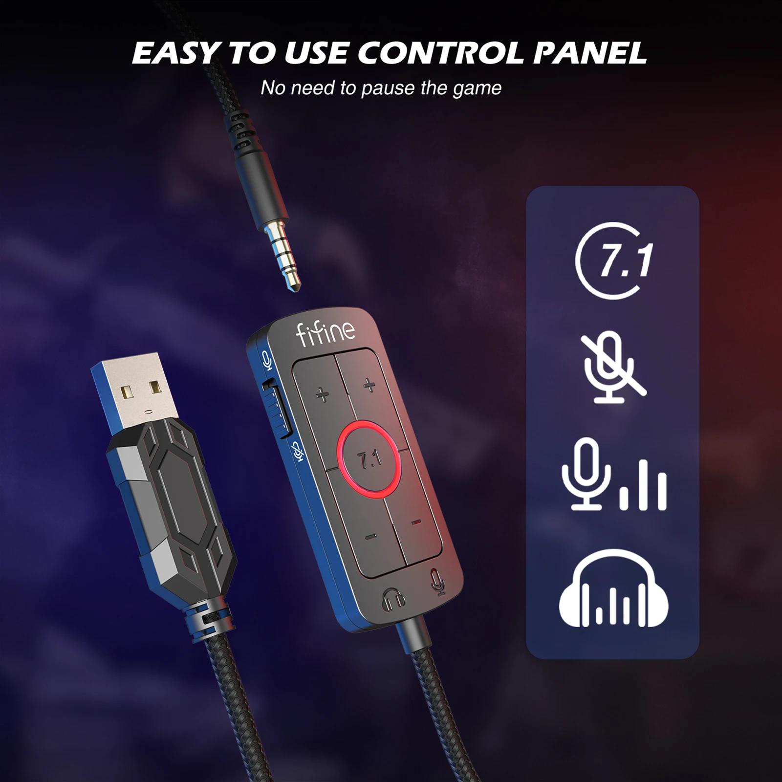 Casque FIFINE, prise 3.5mm et téléphone de sauna USB avec son surround 7.1/contrôle du volume/interr