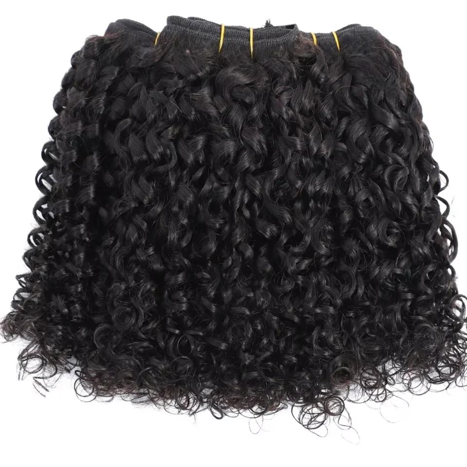 Extensions de cheveux humains bouclés crépus 15A Pixie Curls, lots de 3/4, cheveux vierges bruts bou