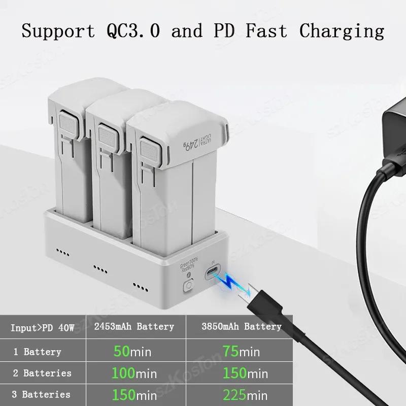 Hub de charge bidirectionnel à trois canaux pour DJI Mini 5 Pro/Mini 4 Pro/Mini 3 Pro, chargeur de b