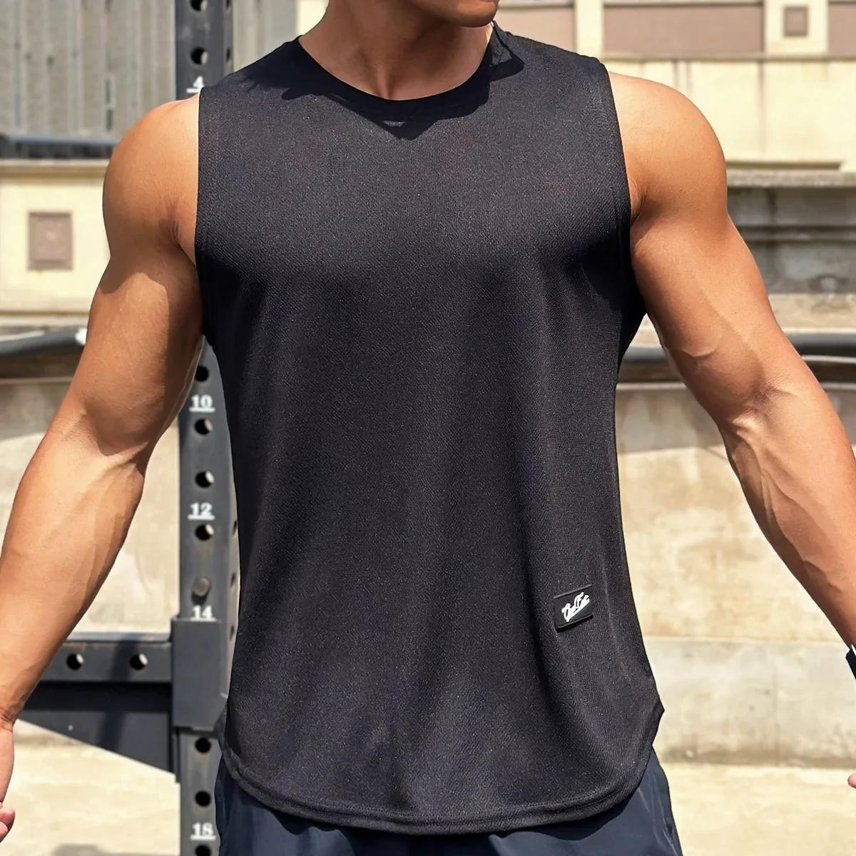 Débardeur de gymnastique pour hommes, chemise de Fitness sans manches, maille respirante, gilet de s