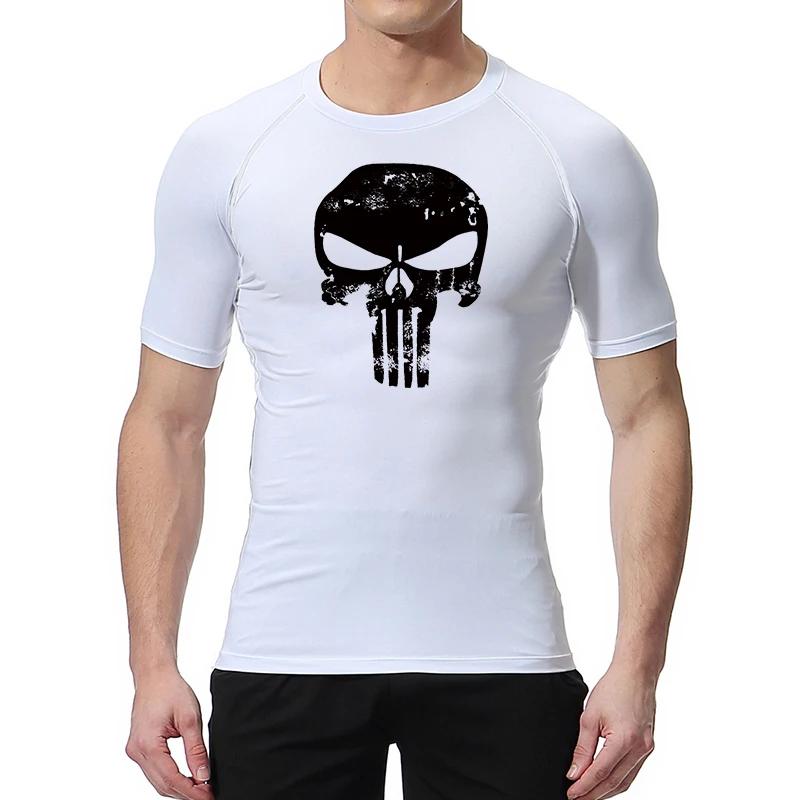 Chemise compression homme tête de mort - T-shirt sport séchage rapide anti-frottements pour running