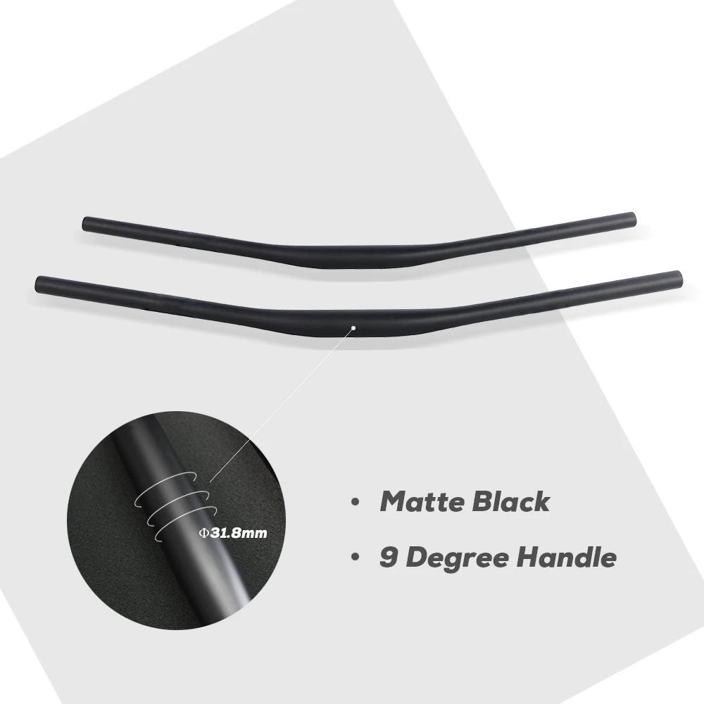 Guidon de vélo entièrement en fibre de carbone à 9 degrés, guidon de course tout-terrain XC, diamètr