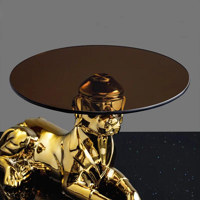 Table Basse Créative en Verre au Design Lumineux de Luxe, Pieuvre, Gorille, Salon, Table d'Appoint d