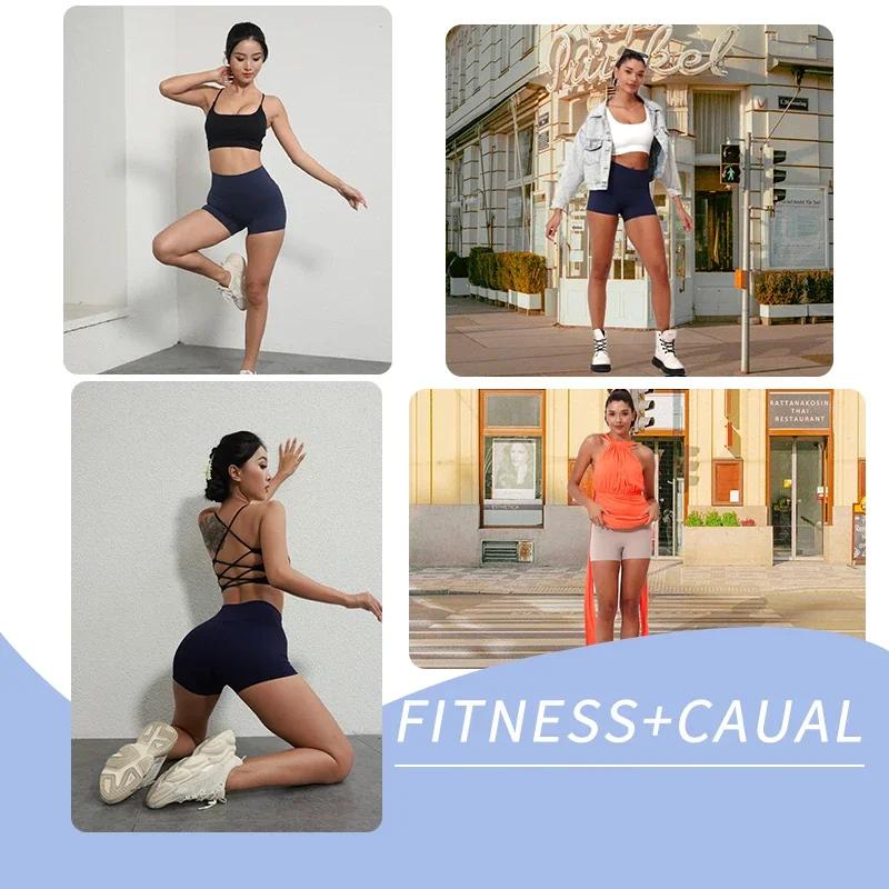 Short de sport femme taille haute yoga coupe cintrée levage fesses course motard élasticité