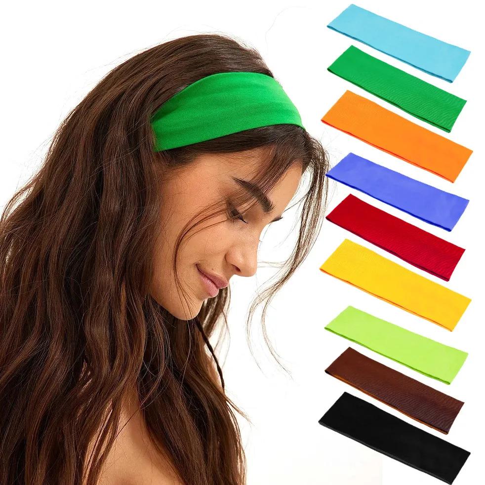 2 pièces/ensemble sport Yoga bandeau de cheveux solide course absorber la sueur bandeau pour femmes