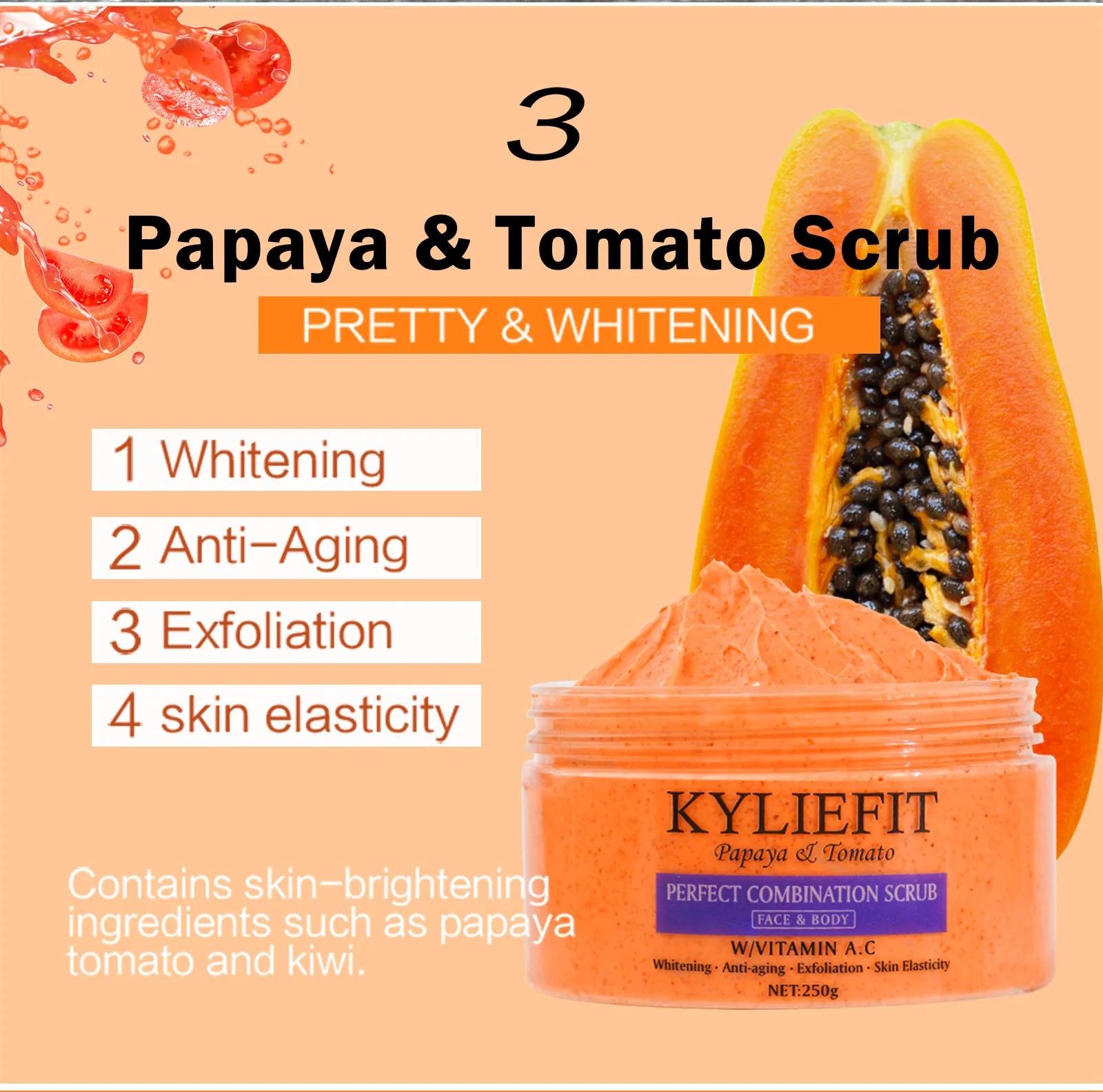 KYLIEFIT Exfoliant naturel au sel pour le corps et le visage, éclaircissant, hydratant, élimine les