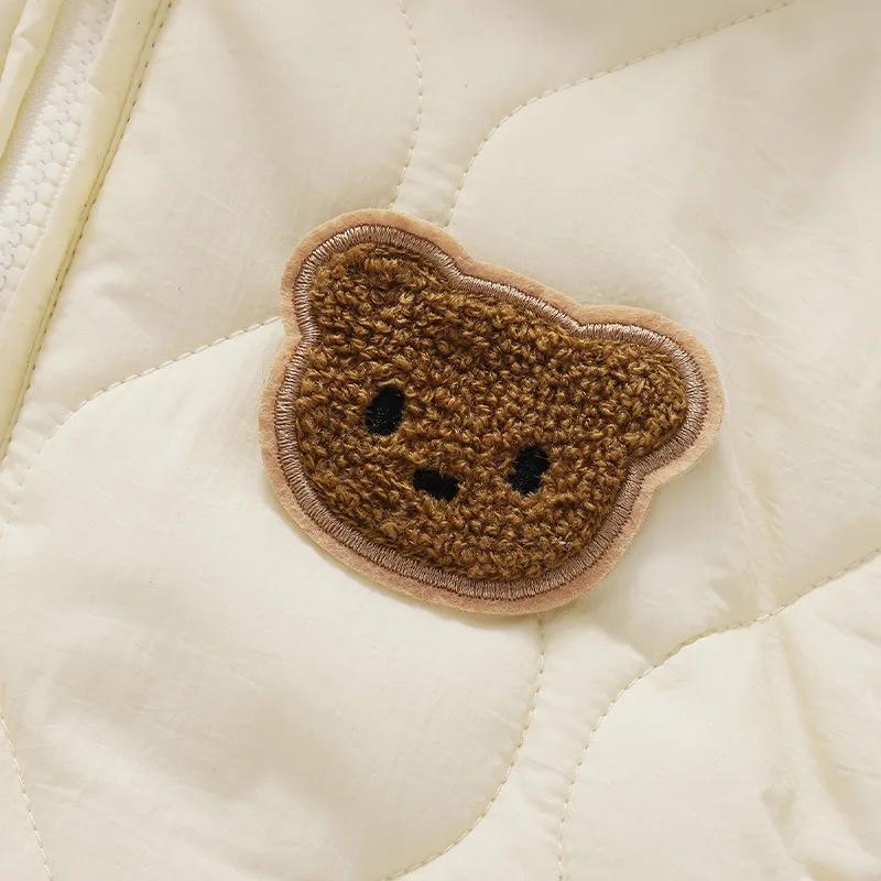 Combinaison à capuche pour bébé nouveau-né, printemps-automne 2026, en polaire rembourrée, motif des