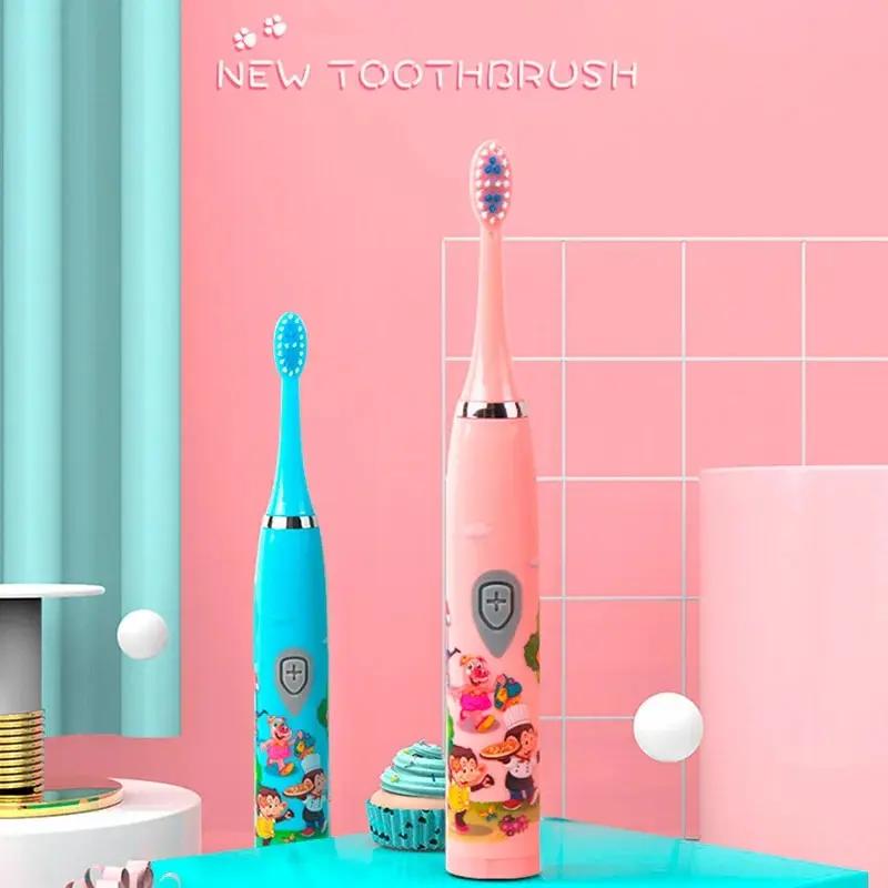 Brosse à dents électrique sonique pour enfants, IPX7, étanche, dessin animé coloré, utilisation pour