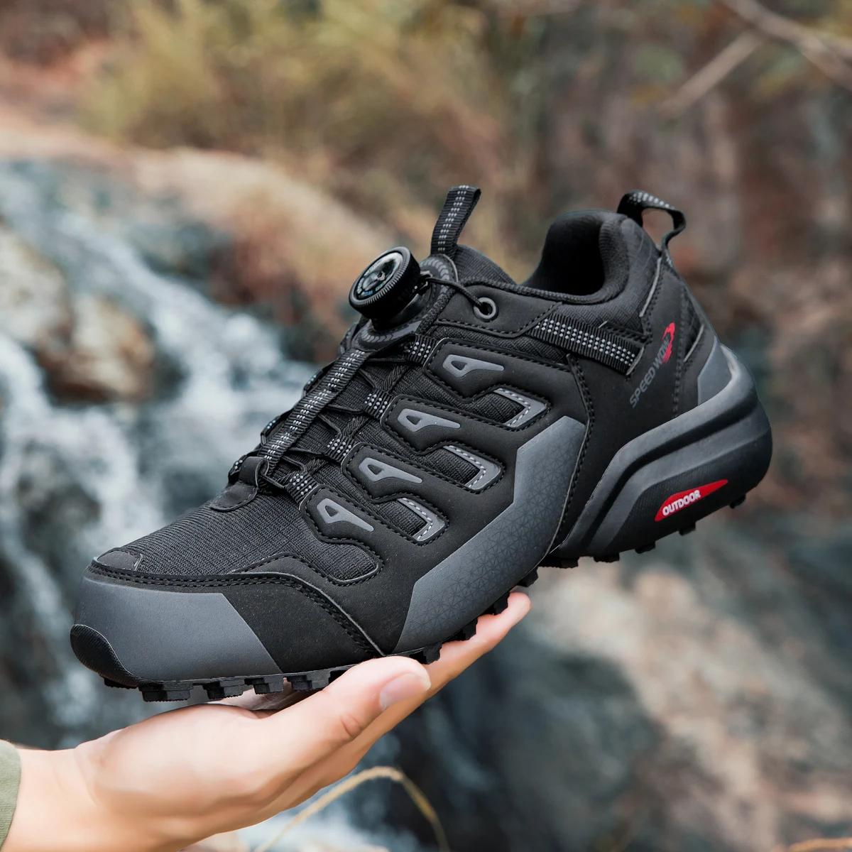 HIKEUP chaussures de randonnée pour hommes chaussures d'extérieur en daim et cuir résistant à l'usur