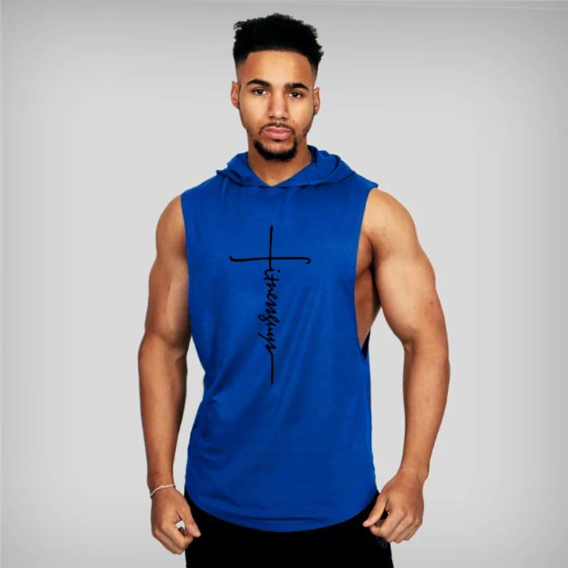 Gym Fitness gilets amples sans manches rue Hip Hop basket-ball débardeurs à capuche coton respirant