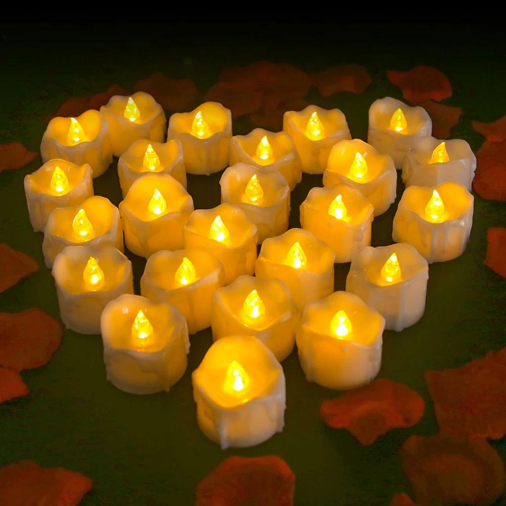 Bougie LED scintillante sans flamme, bougie chauffe-plat à piles, fête de Noël à la maison, décorati