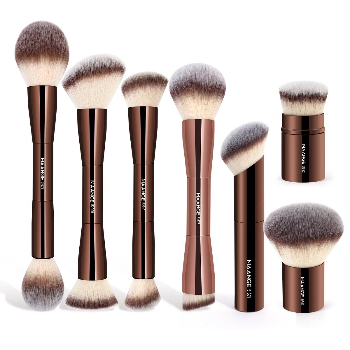 MAANGE-Pinceaux de maquillage à double tête, brosse pour fond de teint, poudre, correcteur, blush, b