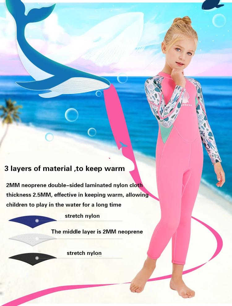 Maillot de bain filles 2.5MM néoprène épais combinaison chaude à manches longues plongée Surf costum