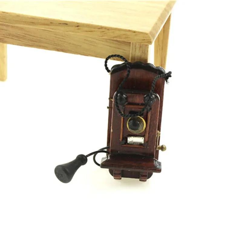 1:12 maison de poupée Miniature Antique montage mural téléphone Style Vintage salon chambre cuisine