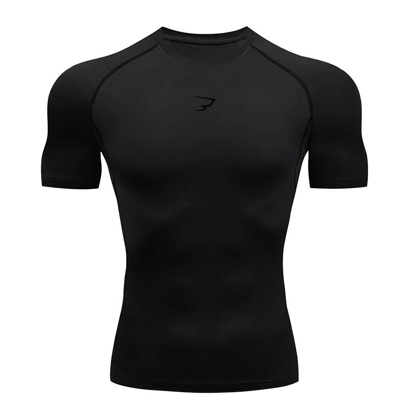 Hommes course Compression T-shirt à manches courtes Sport t-shirts Gym Fitness Sportshirts mâle Jogg