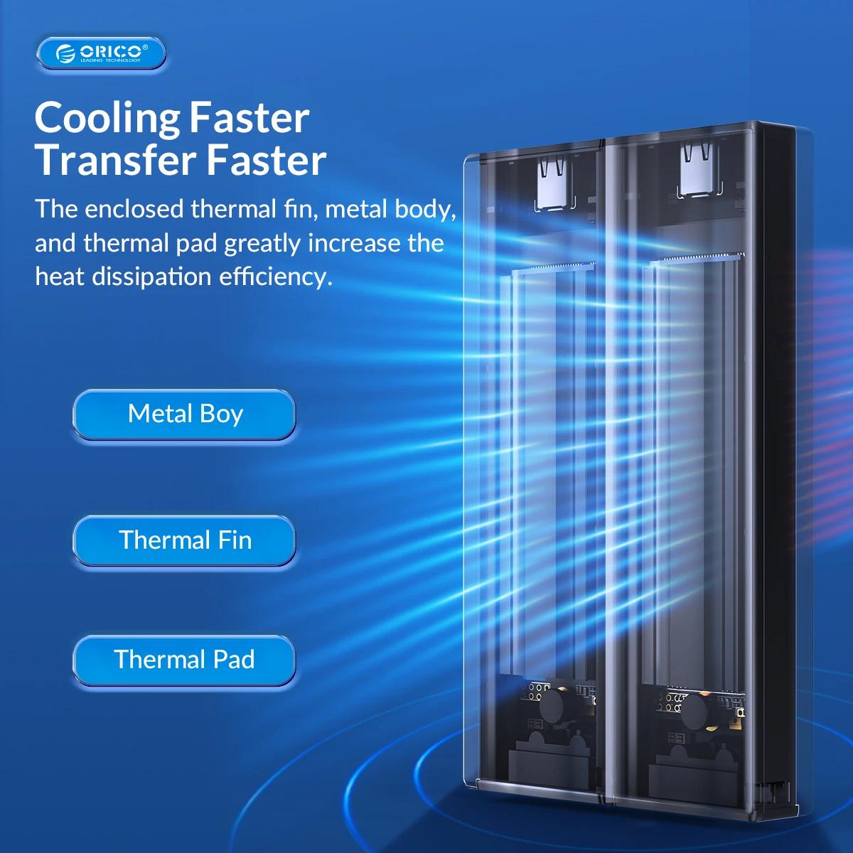 ORICO – boîtier SSD M.2 NVMe M2, en alliage d'aluminium, à double baie, pour clé M B & M, boîtier gr
