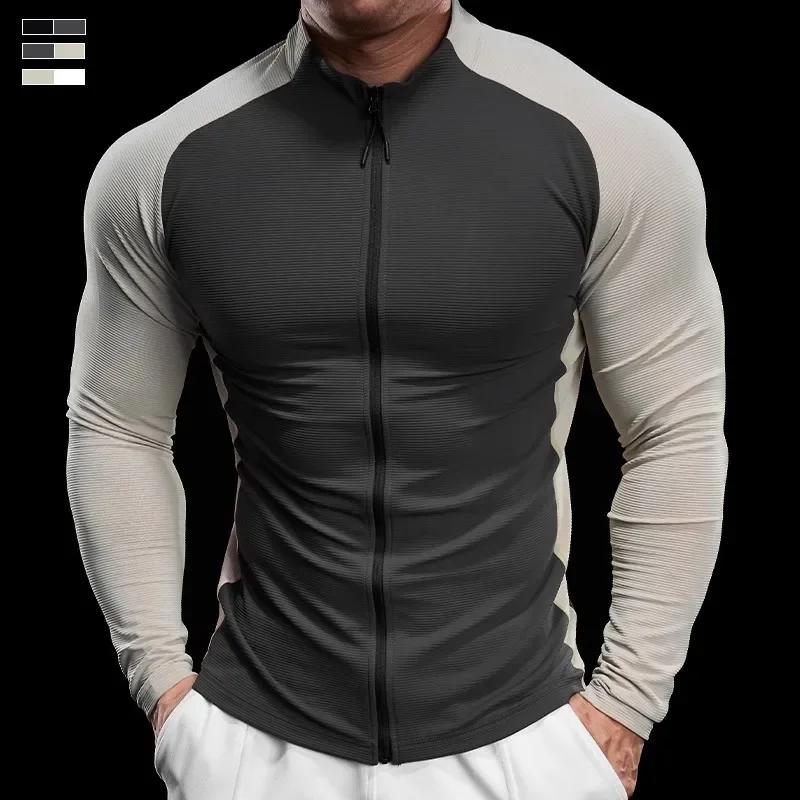Haut fitness homme manches longues séchage rapide respirant - Veste sport course entraînement automne 2024