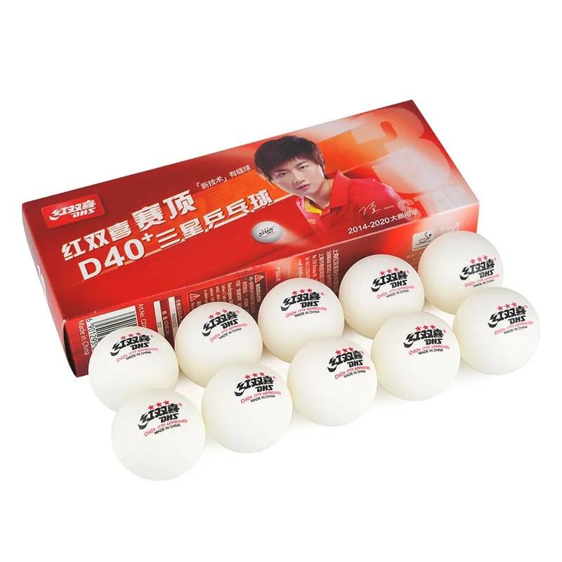 Balle de tennis de table DHS 3 étoiles D40 +, 50/100 balles, nouveau matériau cousu, plastique ABS,