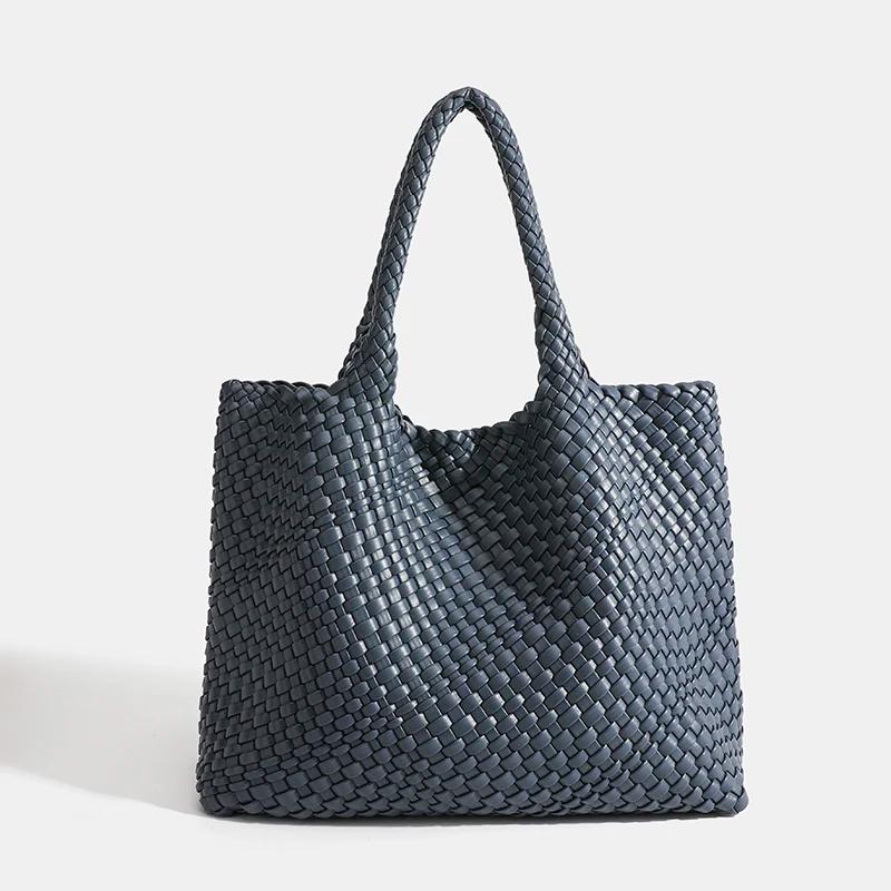 Sac fourre-tout tissé pour femmes, sac à main souple pliable à poignée supérieure, sac Hobo à la mod