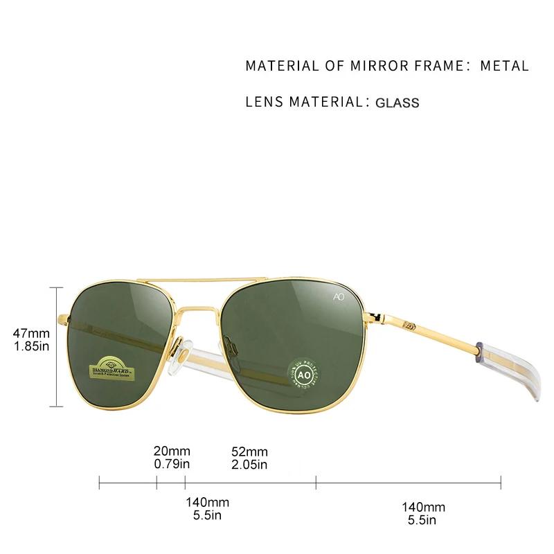 1 pièces/3 pièces pilote mode lunettes hommes Top qualité marque concepteur verre trempé lentille AO