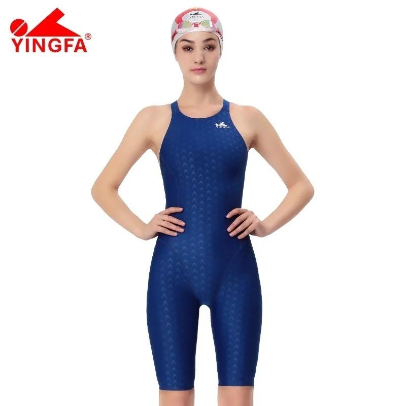 Maillot de bain une pièce YINGFA 925 FINA en peau de requin, longueur genou, maillot de bain de comp