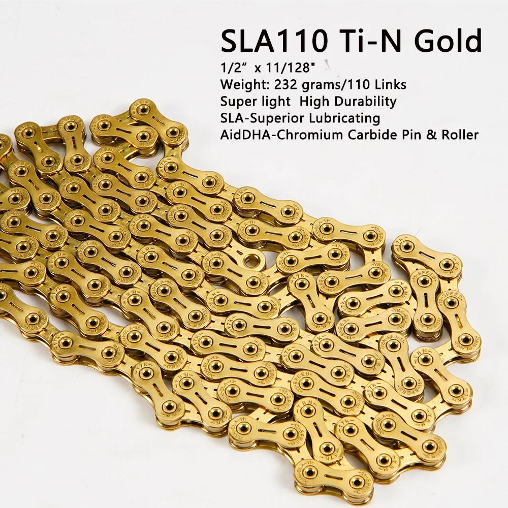 YBouches-Chaîne de vélo de route avec revêtement en titane, JO11 Speed SLA, Full Hollow 173 Slick, V