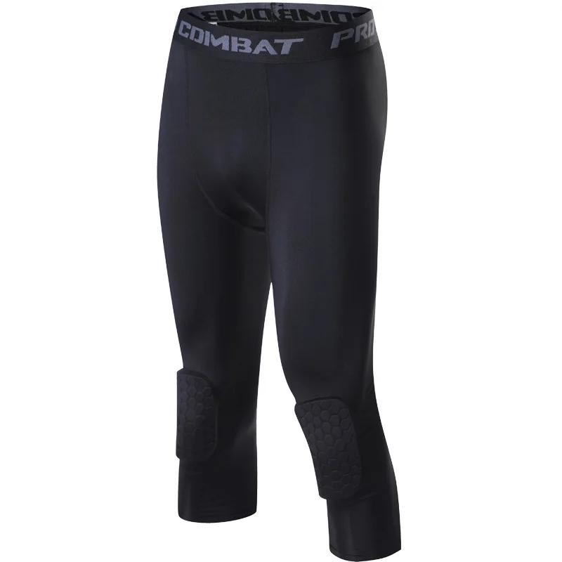 Pantalon court de sport pour hommes, Leggings de course rembourrés, jogging, Compression élastique,