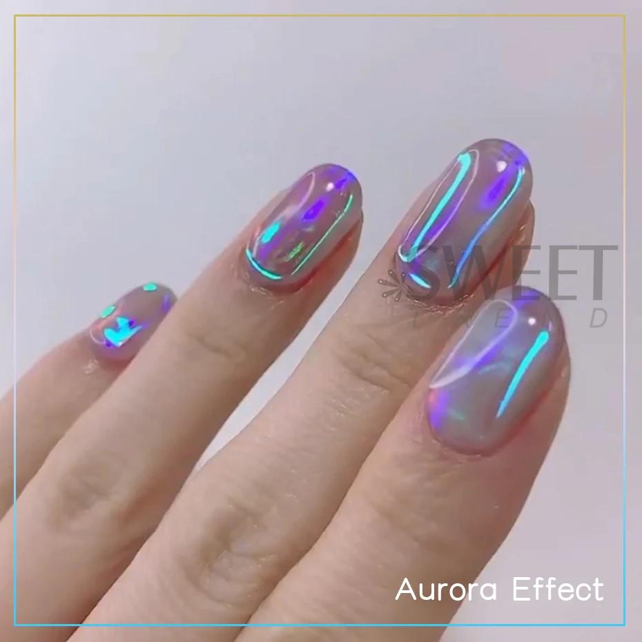Film holographique Aurora pour ongles, feuilles de verre scintillantes, papier de transfert de glaço