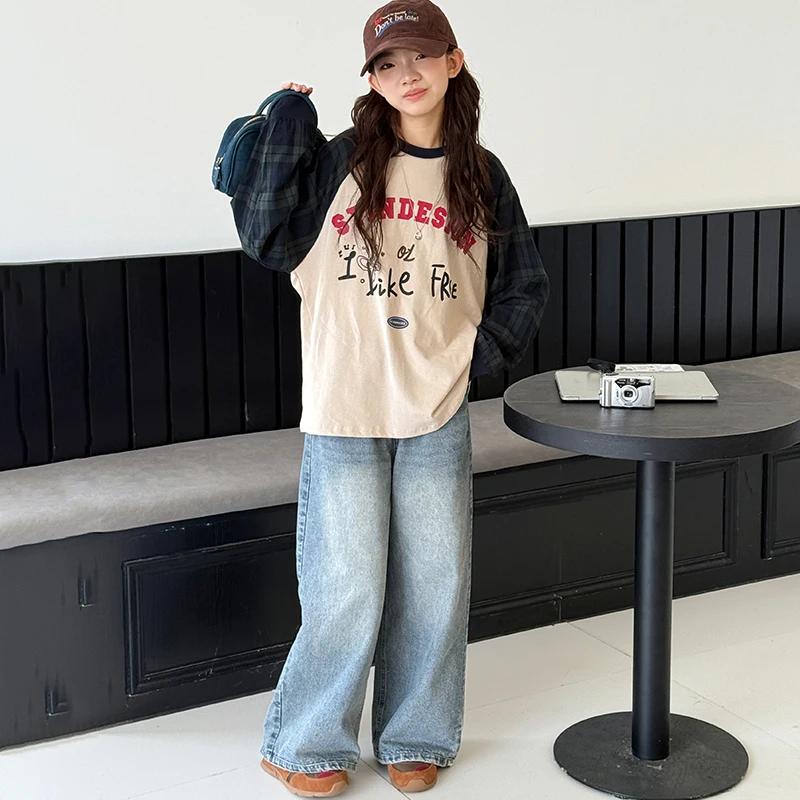 T-Shirt à manches longues pour filles, haut à manches Raglan pour enfants, grande couche de Base en