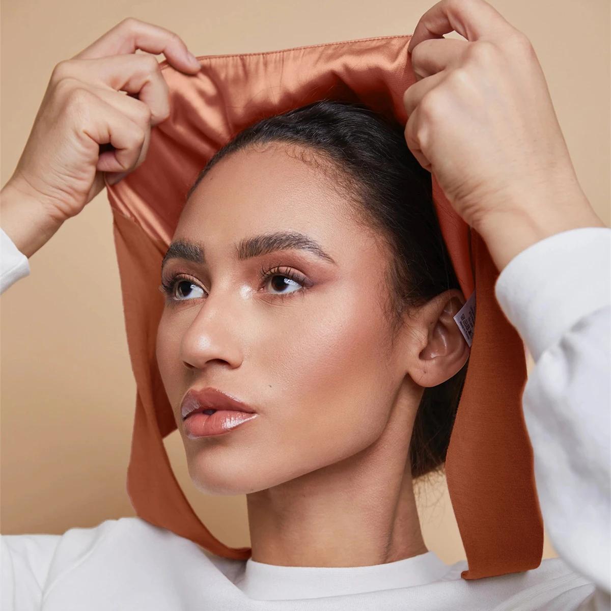 Bonnet Hijab en Satin Modal Double couche, sous-capuchon islamique avec cravate, Hijabs instantanés